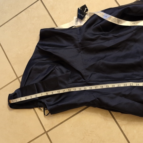 NWT Alfred Sung Maxi Dress Midnight Blue One Shoulder Gown Size 10 - Picture 11 of 14